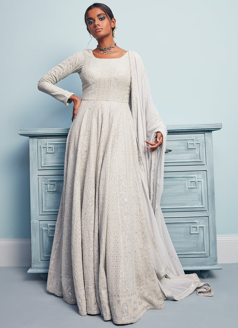 Grey colour anarkali best sale