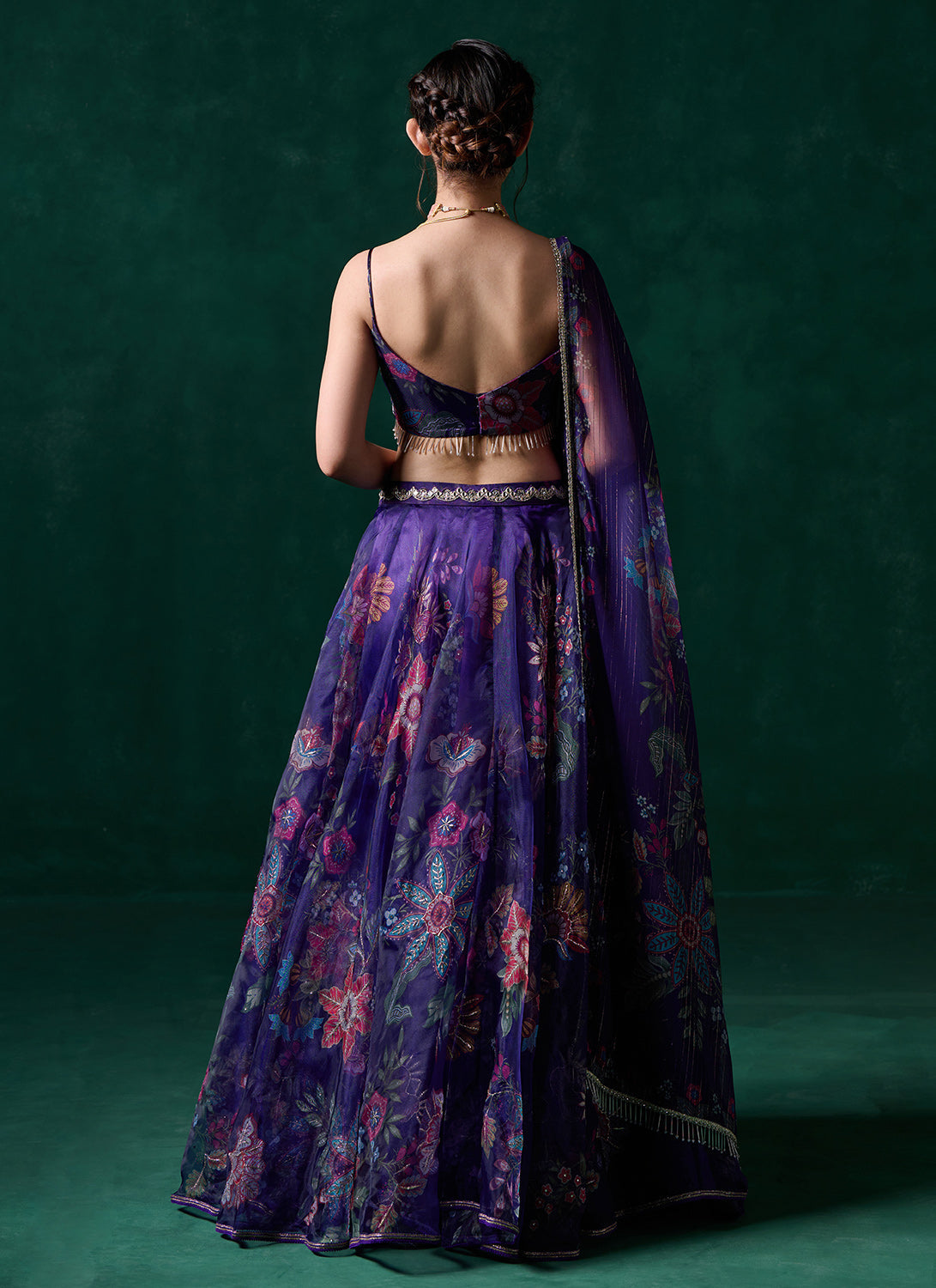 Purple Multicolor Floral Printed Lehenga