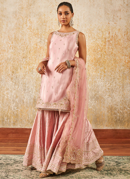 Pink Embroidered Gharara Suit