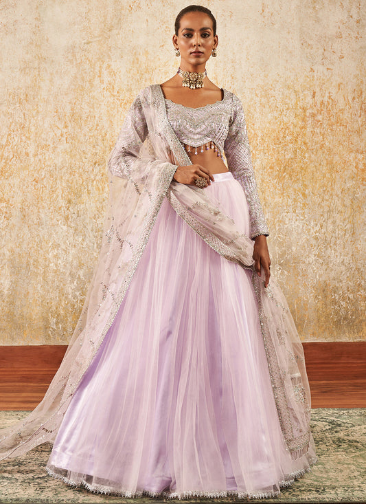 Light Purple Embroidered Lehenga