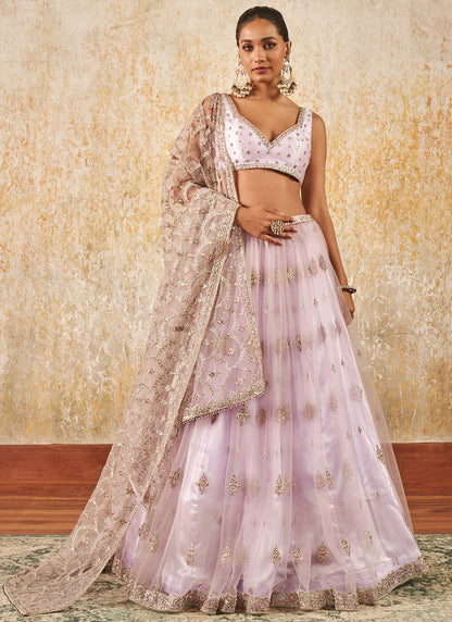 Lilac Embroidered Lehenga