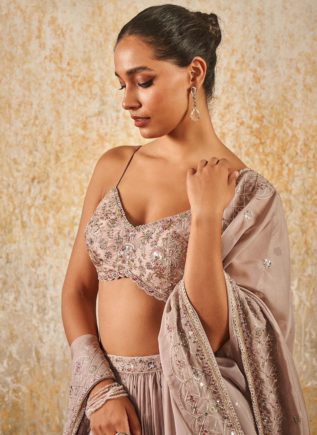 Dusty Pink Embroidered Lehenga