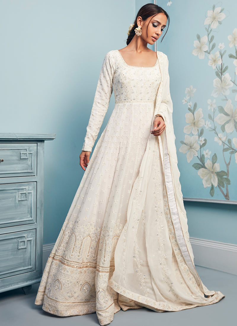 Off white 2025 gold anarkali