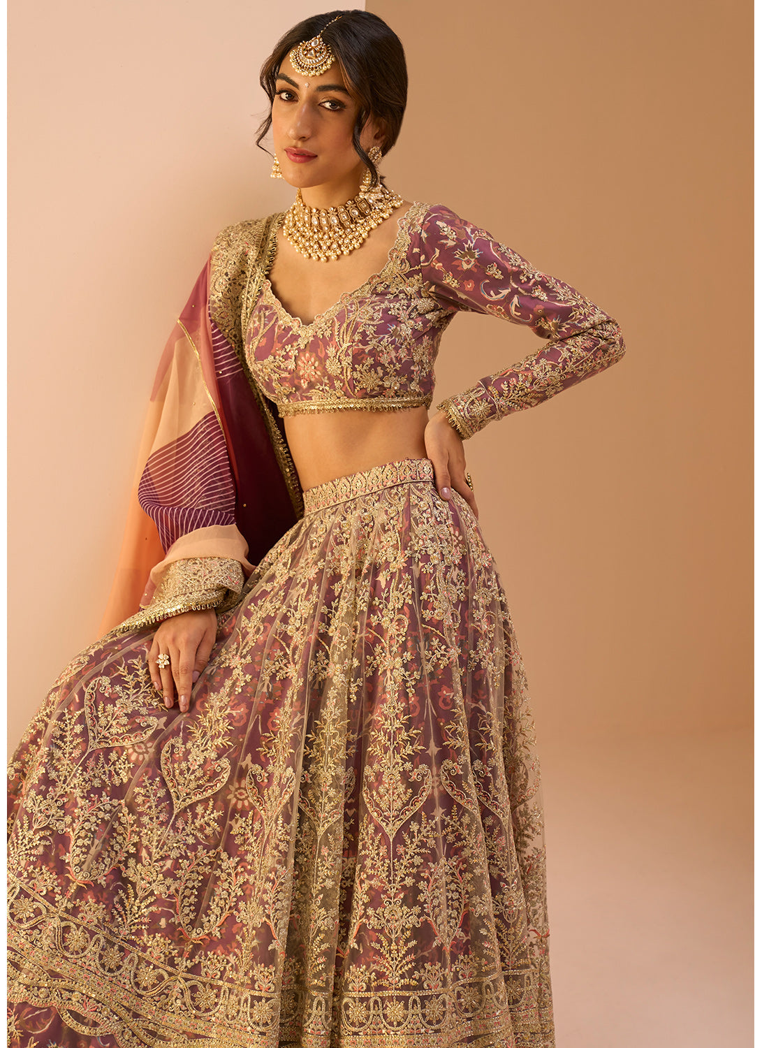 Buy Indian Bridal Lehenga Choli | Designer Wedding Lehengas Online UK:  Magenta and Multi Color