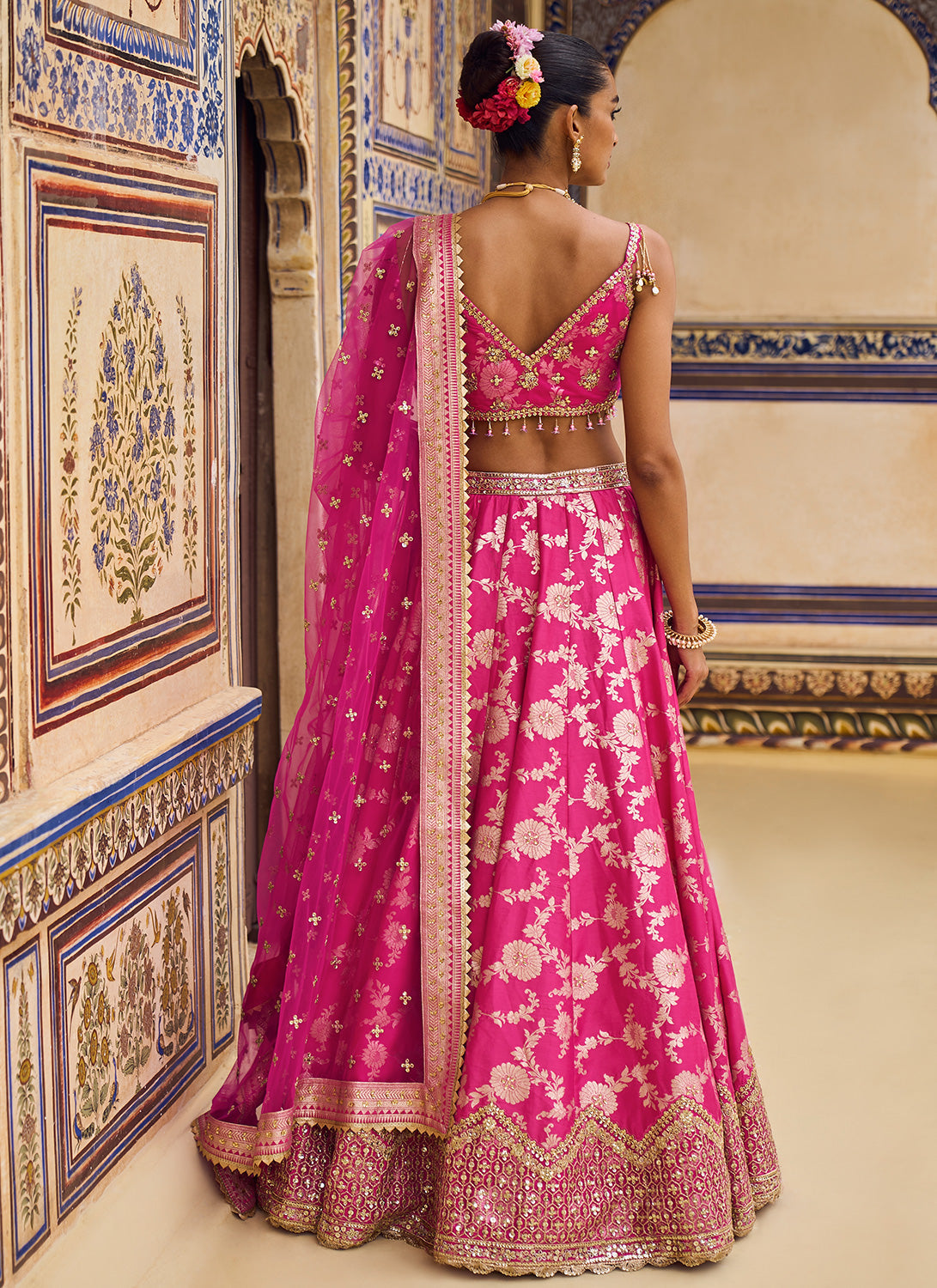 Light Brown Silk Brocade Lehenga Set Design by Kshitij Jalori at Pernia's  Pop Up Shop 2024