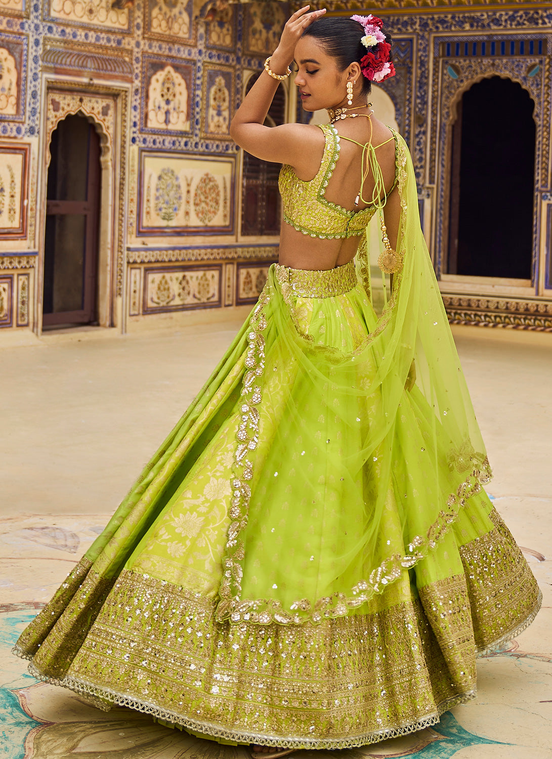 Fluorescent green lehenga best sale