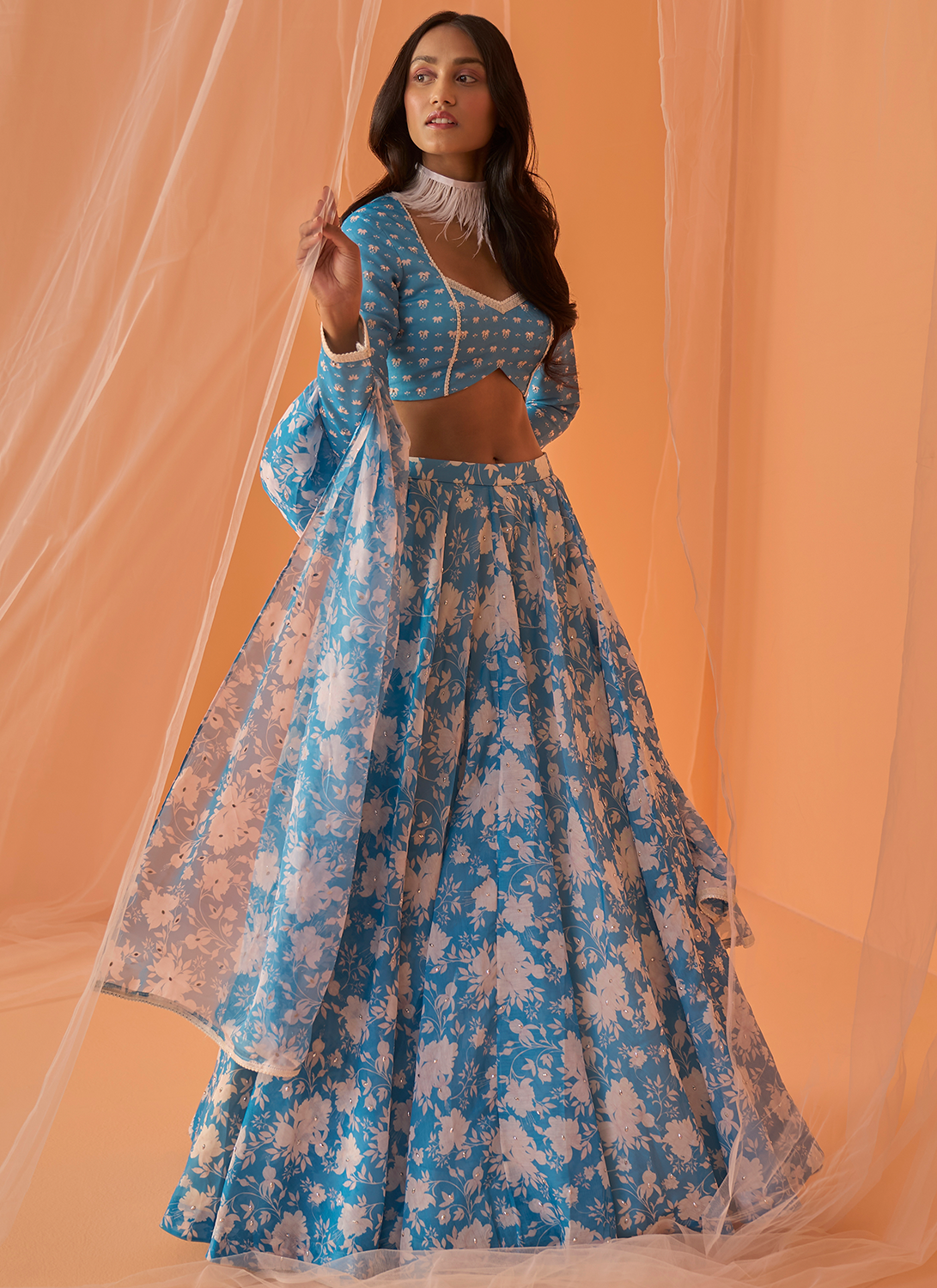 Midnight Blue Taffeta Sequins Embroidered Lehenga Set Design by NITIKA  GUJRAL at Pernia's Pop Up Shop 2024